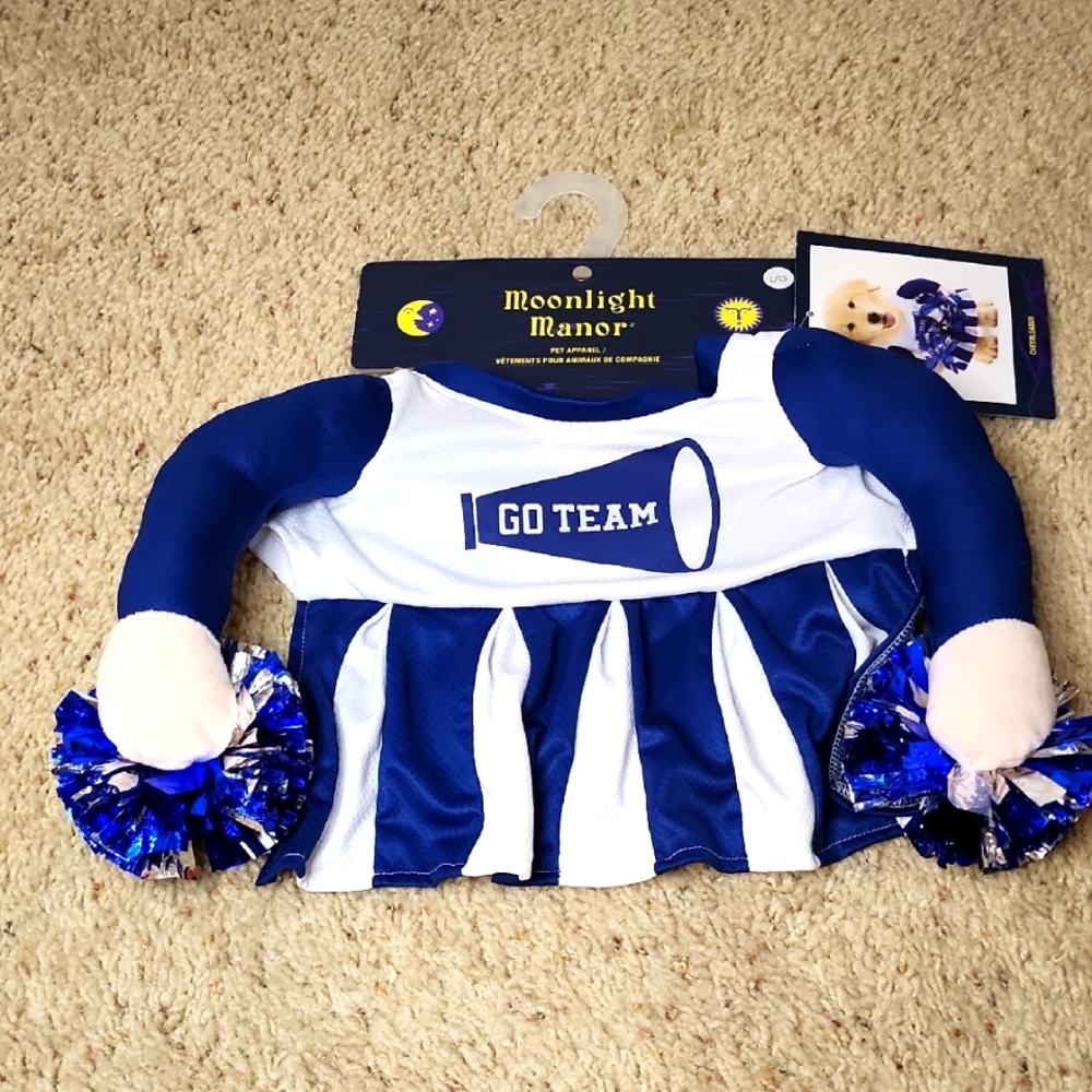 Moonlight Manor Blue and White Dog Cheerleader Costume Size Large